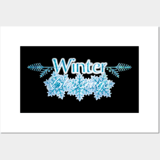 Winter Blessings Snowflake Design Posters and Art